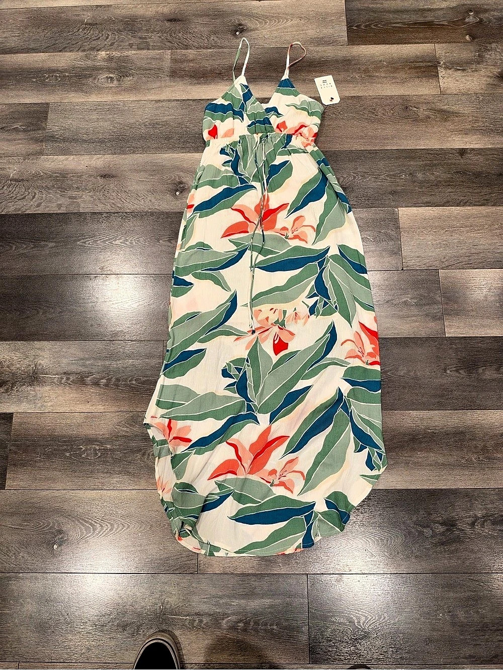 Billabong Like Minded Maxi Dress Floral Green & White S